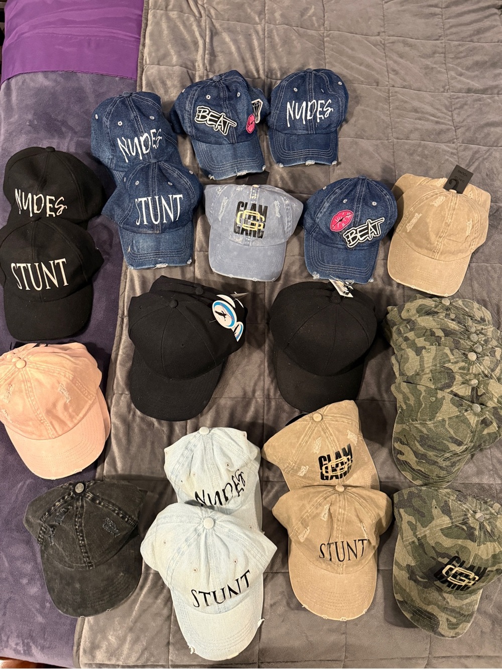 Assorted Embroidered Baseball Caps - Multiple Colors